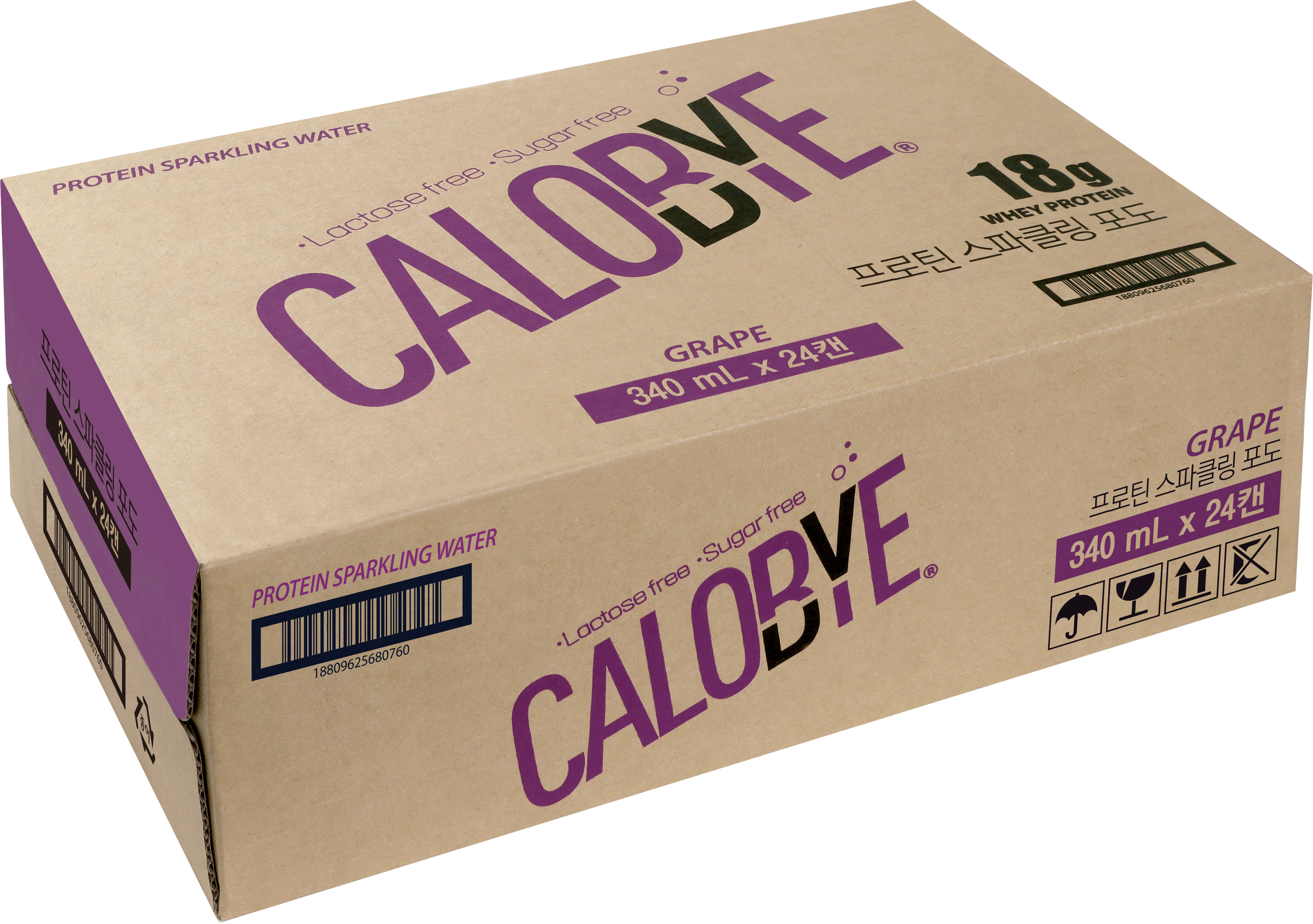 칼로바이 프로틴 스파클링 단백질 보충제 무설탕 탄산음료 포도, 340ml, 24개 이미지 3