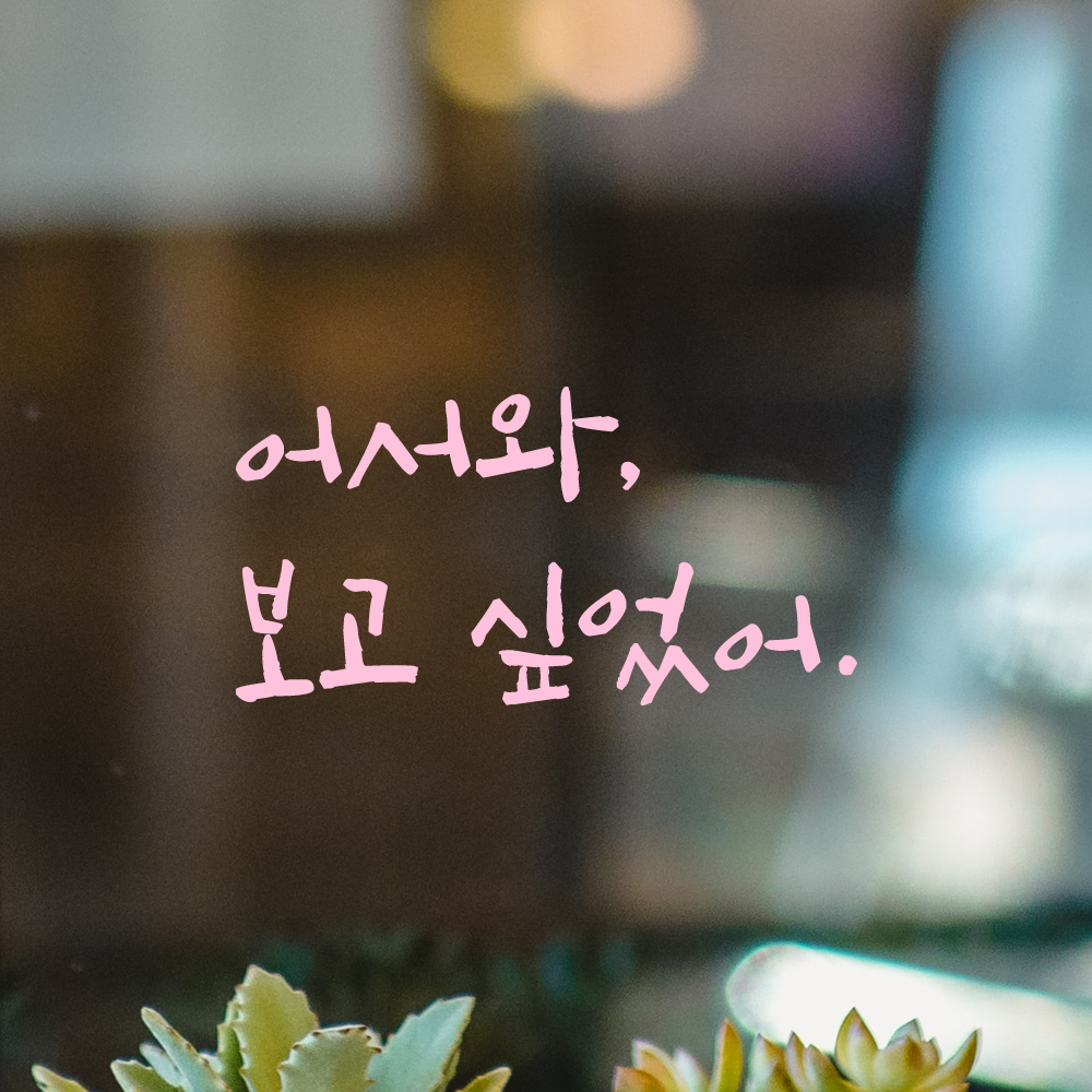 캘리그라피 레터링 스티커 어서와 보고 싶었어 검정S 13.5x7cm - 상세 이미지 4