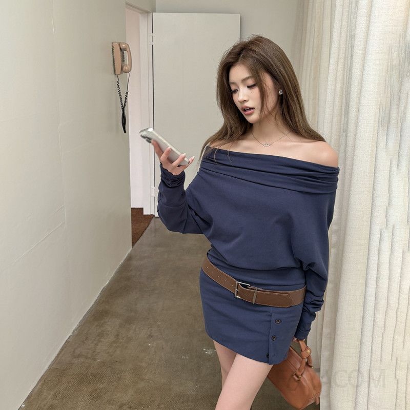 레드 미니 드레스 원숄더 디자인으로 파티와 결혼식에 적합한 스타일리시한 칵테일드레스 여성용 숏 스커트로 기질 있는 힙 착용감 편안함 - 상품 이미지