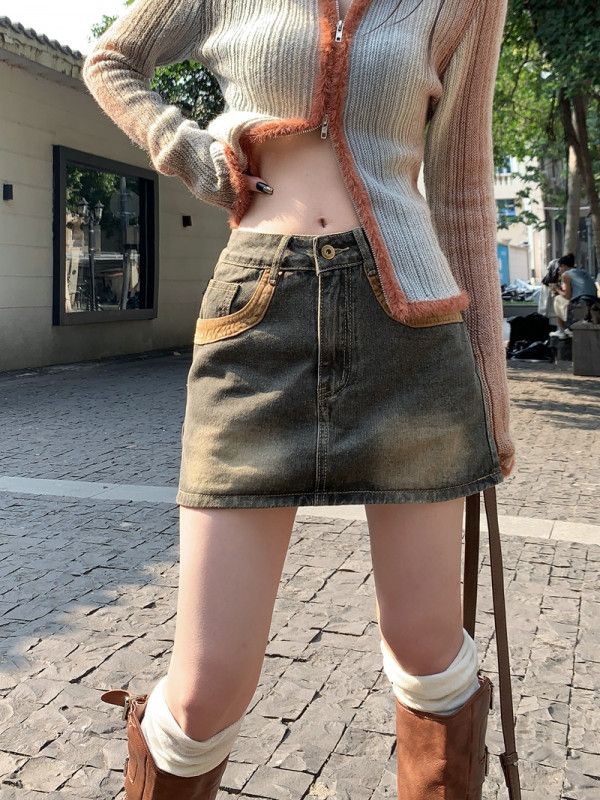 여성 데님 숏스커트 여름용 A라인 안티노출 디자인감각 시원한 착용감 데일리 팬츠 스타일 캐주얼한 외출용 힙한 - 상세 이미지 4