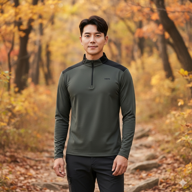 네파 남성 가을 흡습속건 아웃도어 스판 항균 등산 긴팔티셔츠 - 상세 이미지 4
