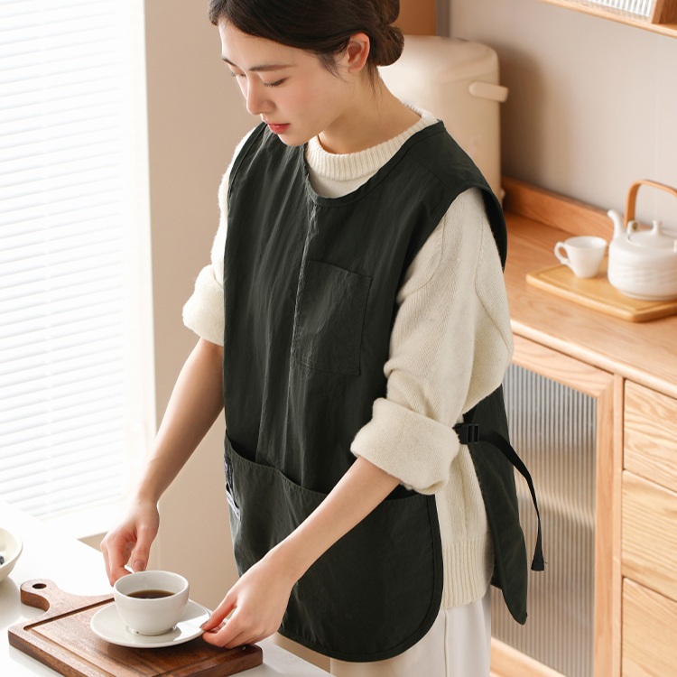 조끼 앞치마 방수 카페 식당 입는 작업용 베이커리 짧은 주방 작업복 공방 - 상품 이미지