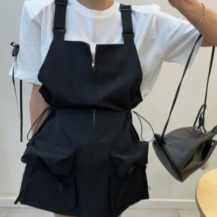 미니원피스 여자원피스 멜빵원피스 귀여운 작업복 포켓 짧은 치마 여성 - 상세 이미지 3