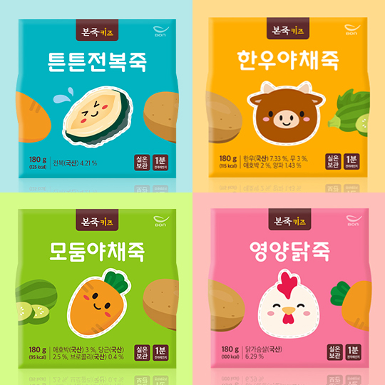 [베이비본죽] 키즈죽 4종세트 전복 한우 닭 야채 (36개월이상) 유아식 아기죽