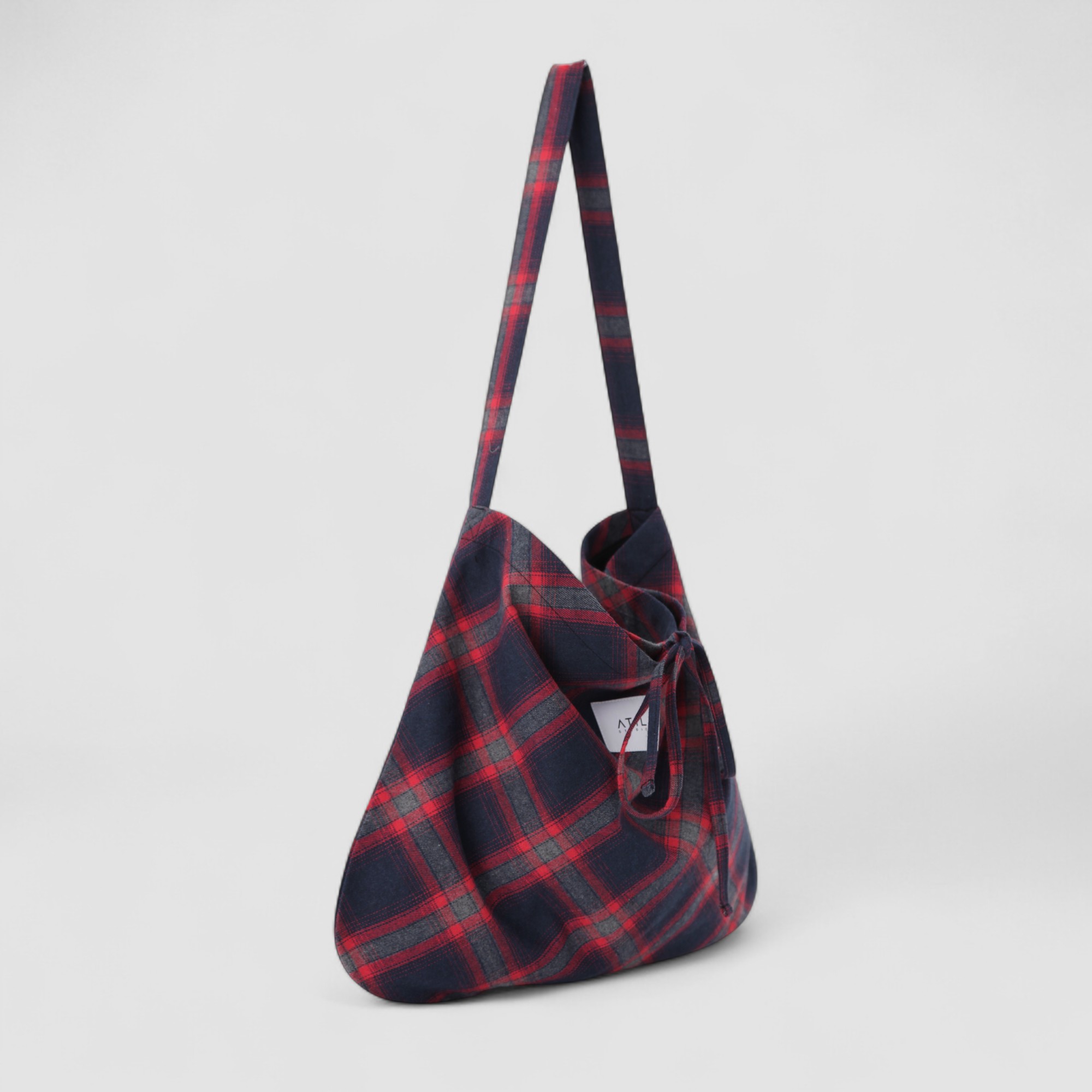 [ATIL STUDIO] 코지 체크 에코 숄더백 _ 레드 - 상세 이미지 2