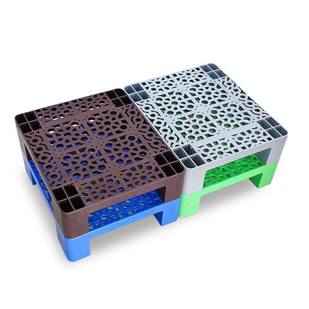 소형 블록 창고 깔판 발판 파렛트 바닥 팔레트 지게차 빠레트 파란색 격자(50x42x12cm) - 상품 이미지
