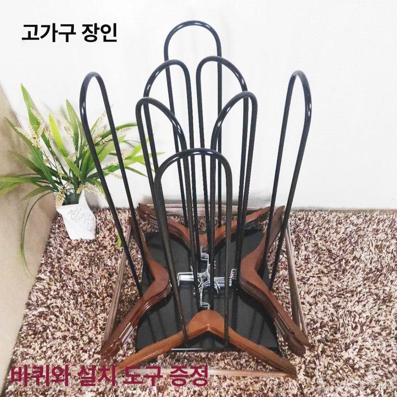 매장 옷걸이 정리대 철제 수직형 편집샵 홀더 이동식 블랙 긴 후크 양면 공식 표준 세트 - 상세 이미지 3