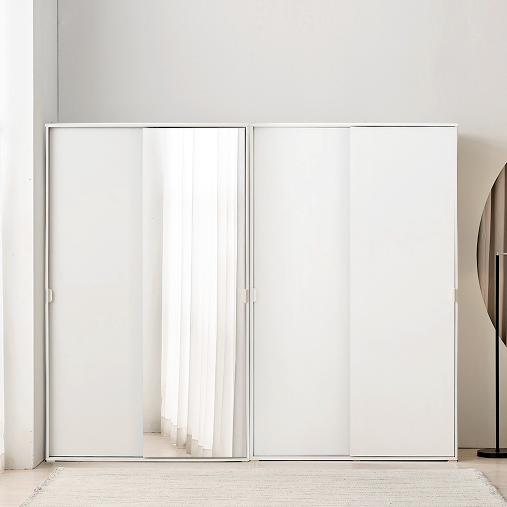 장인가구 코라 2400 슬라이딩 옷장 세트 1200 거울옷장 (행거형)+1200 (행거형) - 상품 이미지