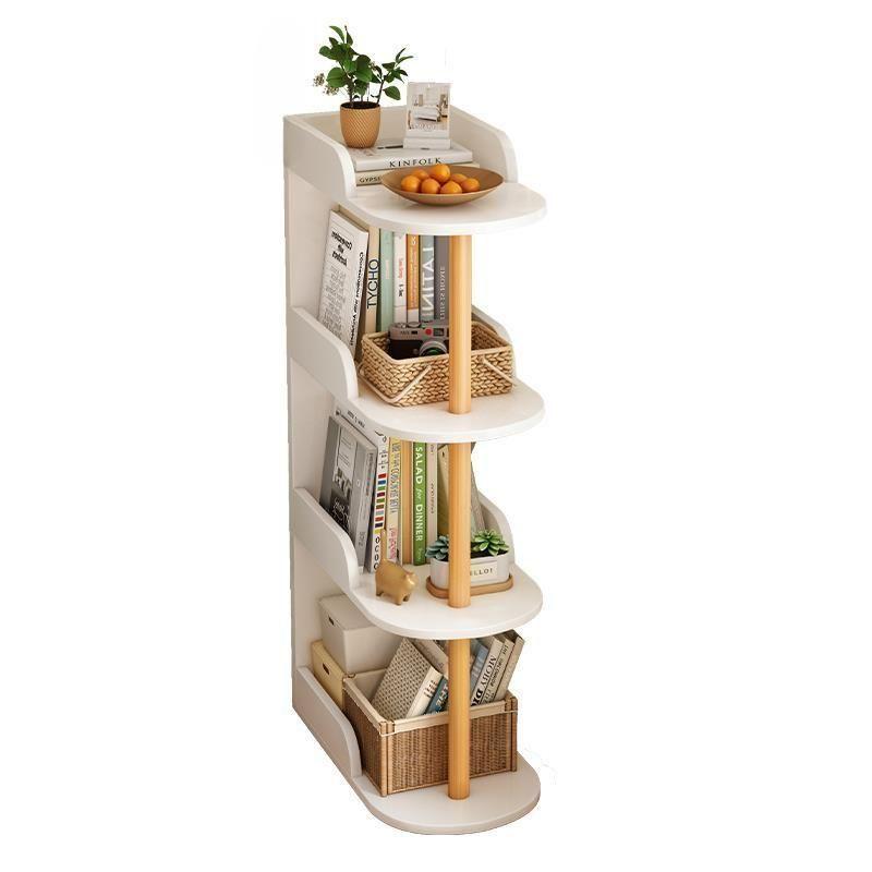 사이드 좁은공간 틈새 수납 미니 선반 꽂이 슬림책 코너 화이트+우드 48x24x72cm 3층 - 상품 이미지