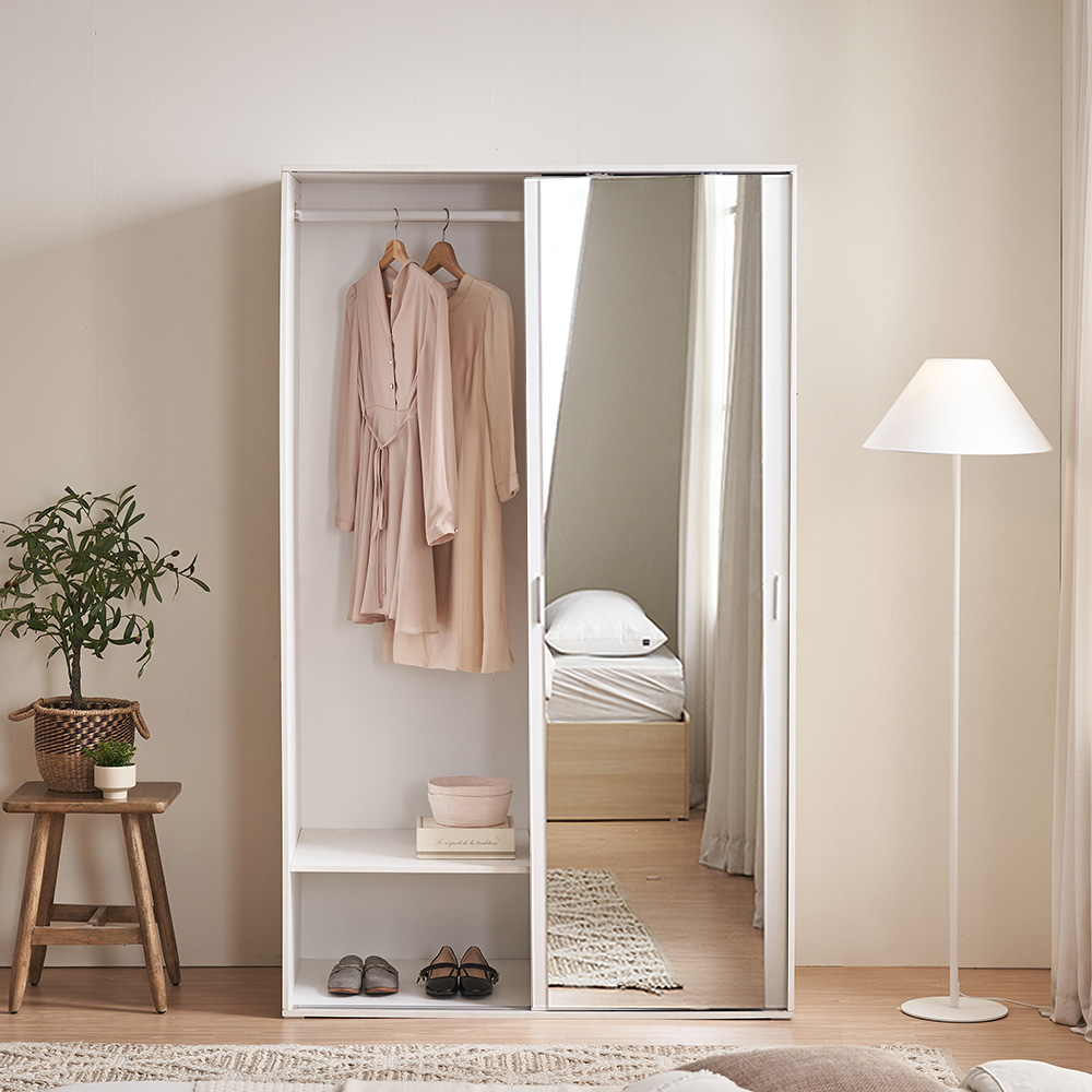 장인가구 나드 1200 슬라이딩 키큰 거울옷장 긴옷 행거형
