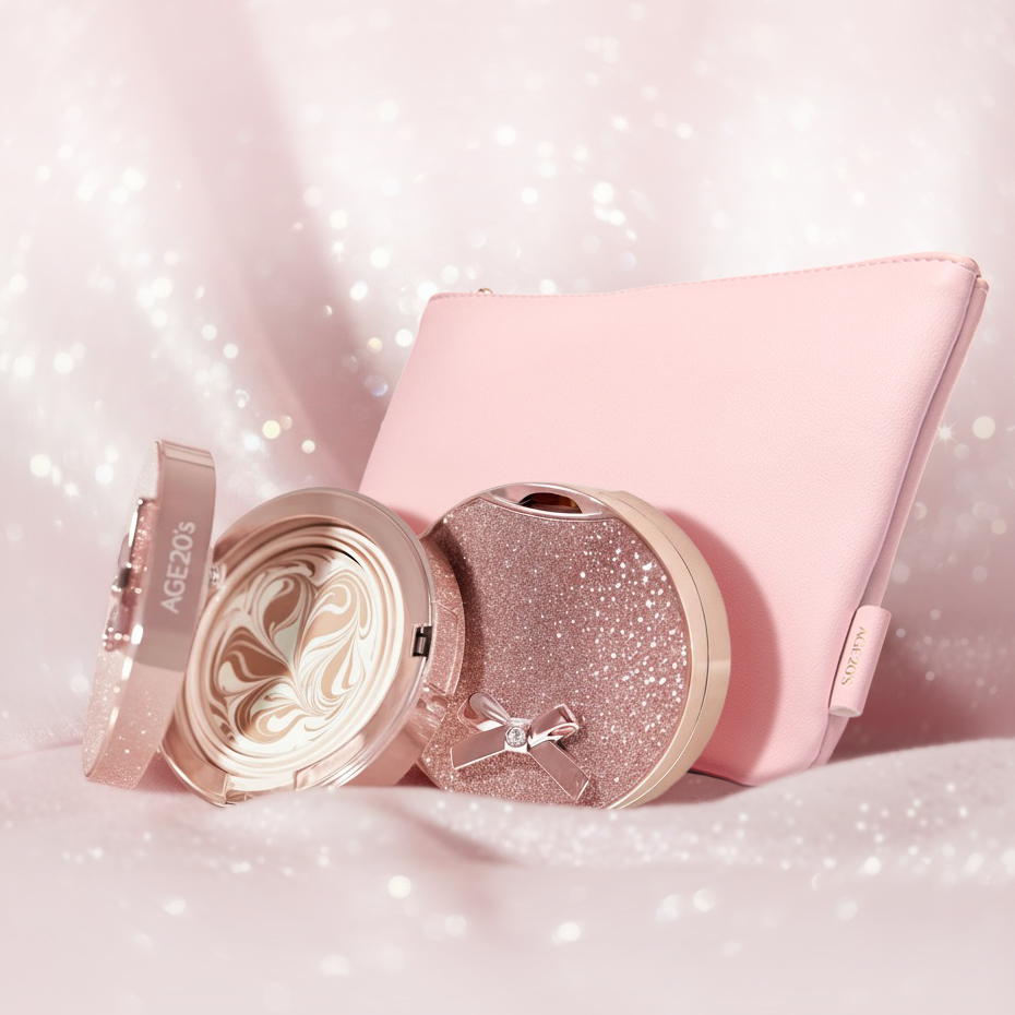 에이지투웨니스 에센스 팩트, 실크처럼 매끄럽게, 촉촉 커버 팩트, 플로라 리본 에디션, AGE20's 쿠션