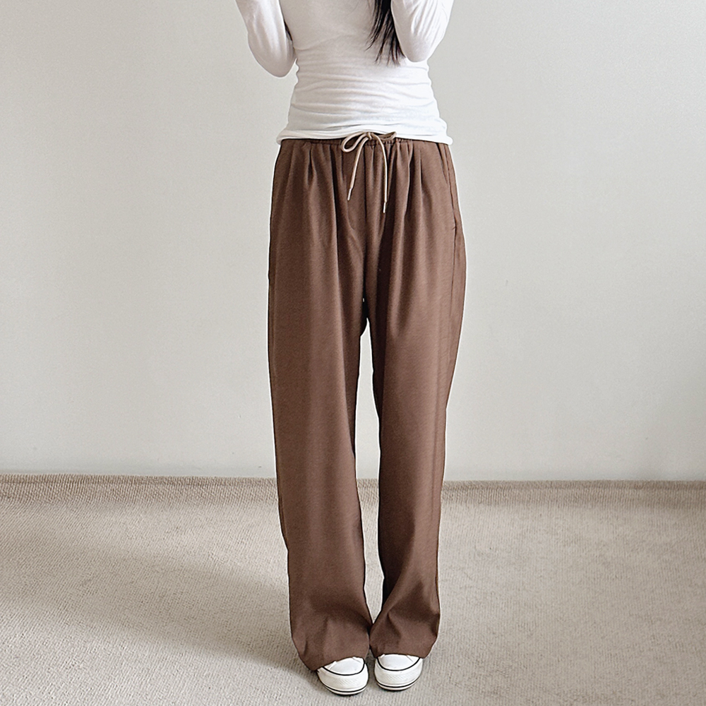 여성 밴딩 슬랙스 와이드 하이웨스트 투턱 키작녀 가을 블랙 그레이 - 상세 이미지 3