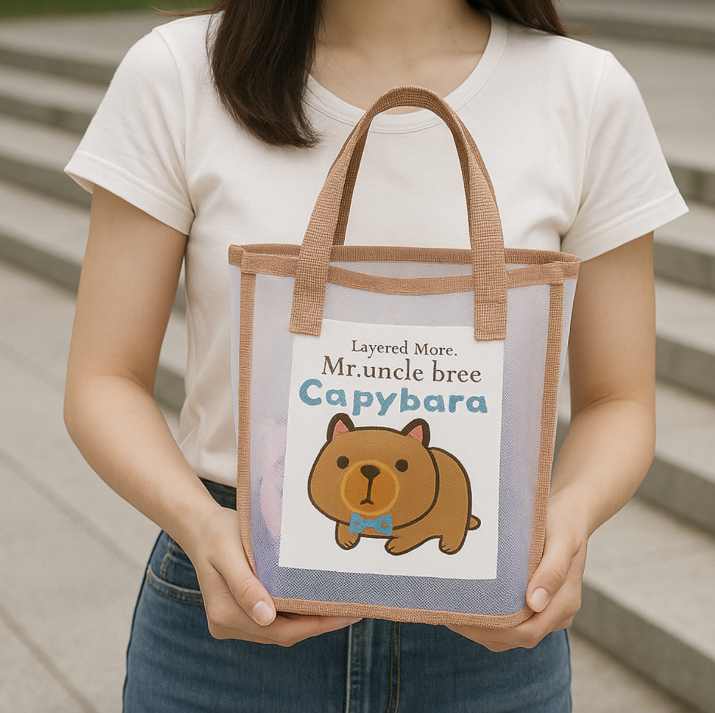 카피바라배쉬백 콧물인형 에코백 학생보조가방 - 상품 이미지