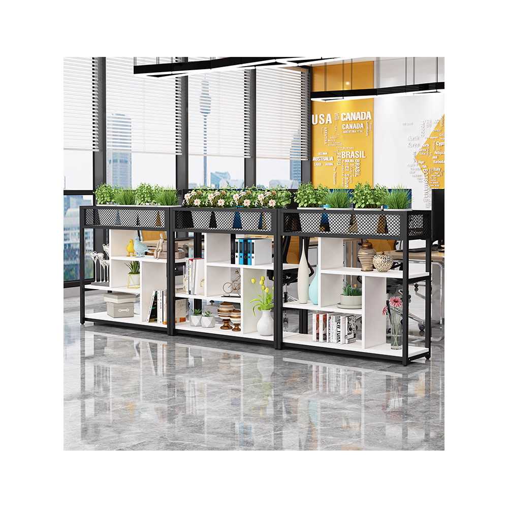 카페 인테리어 식물 파티션 공간분리 조경 거실 가벽 80x29x110cm (블랙+라이트월넛) - 상세 이미지 2