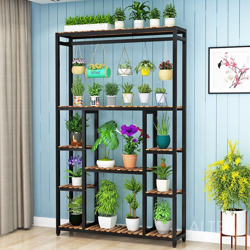 화분 진열대 받침대 선반 철제 정리대 베란다 인테리어 화이트 원목 120x30x140cm - 상세 이미지 5