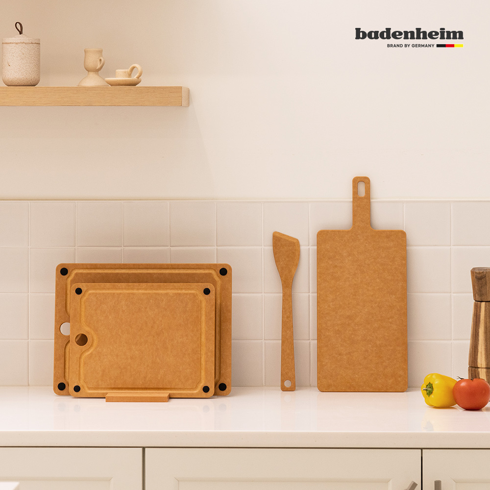 [바덴하임] 아르보 원목 압축도마 플레이팅도마 4종세트(스파츌러 사은품 증정)