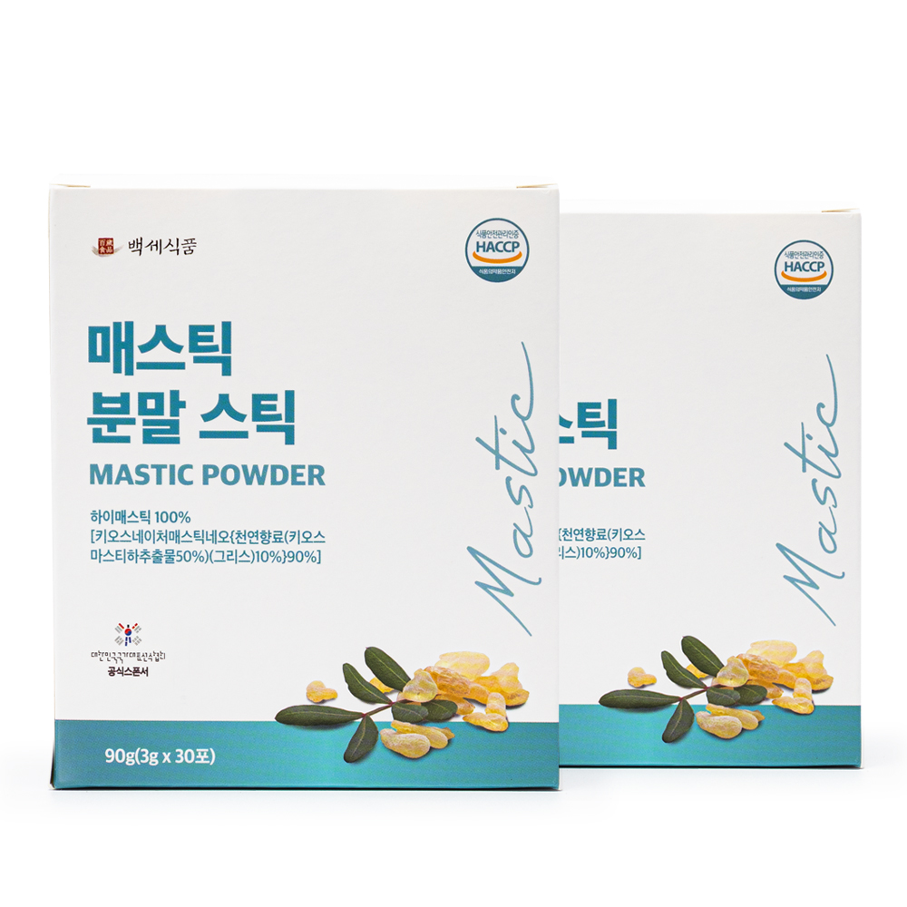 백세식품 그리스 매스틱검 분말 스틱 3g x 30포 30일분 HACCP 인증 이미지 2