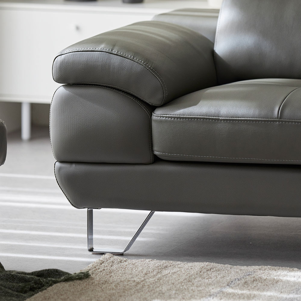 장인가구 베스테 천연면피 가죽 4인 소파+스툴