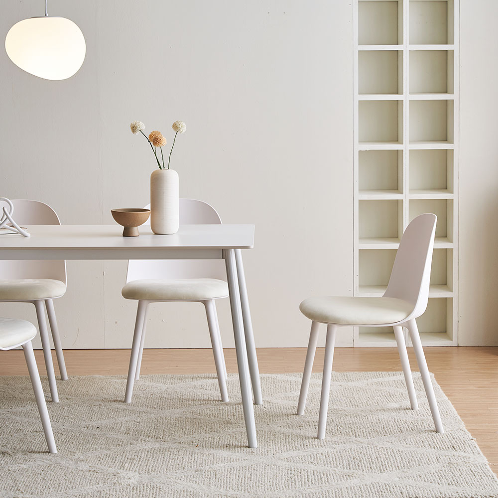 장인가구 벨노아 포세린 세라믹 4인용 1600 와이드 사각 테이블 식탁세트 의자4