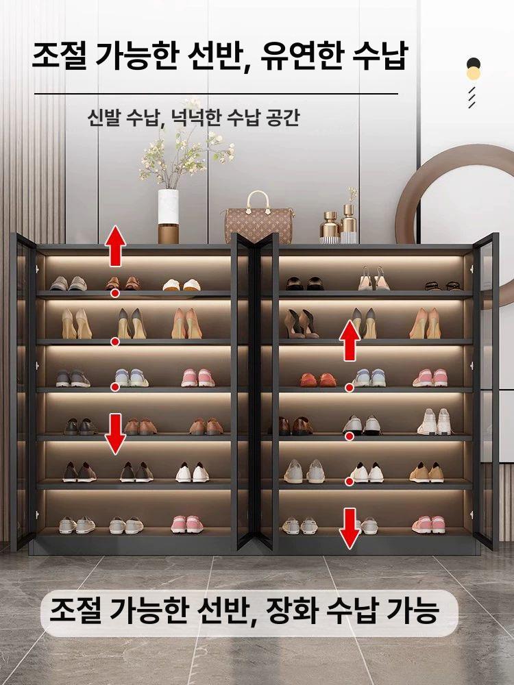 유리 투명 현관 정리대 아파트 사무실 모던 수납장 선반 신발 10단 80x180 신발44켤레 A 조립식 - 상세 이미지 5