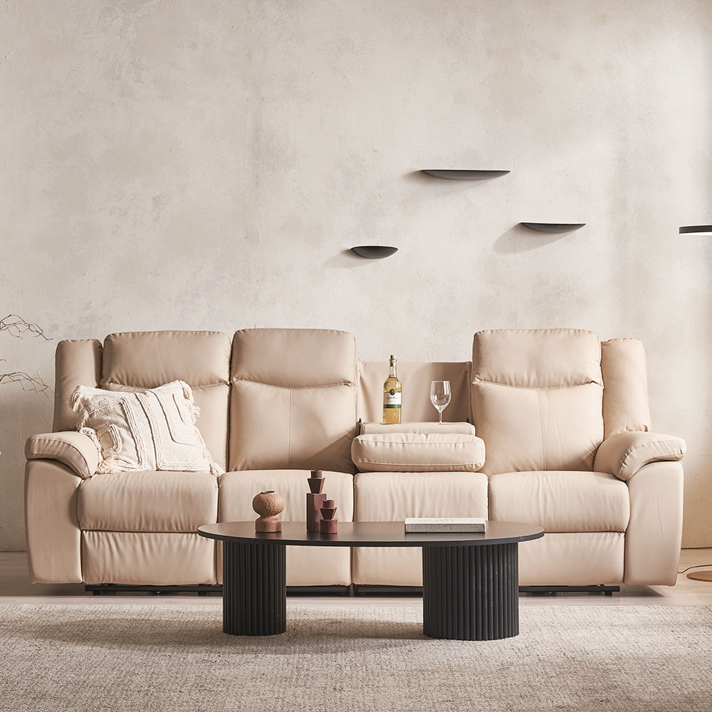 장인가구 코모아 가죽 4인용 전동 리클라이너 소파 컵홀더형