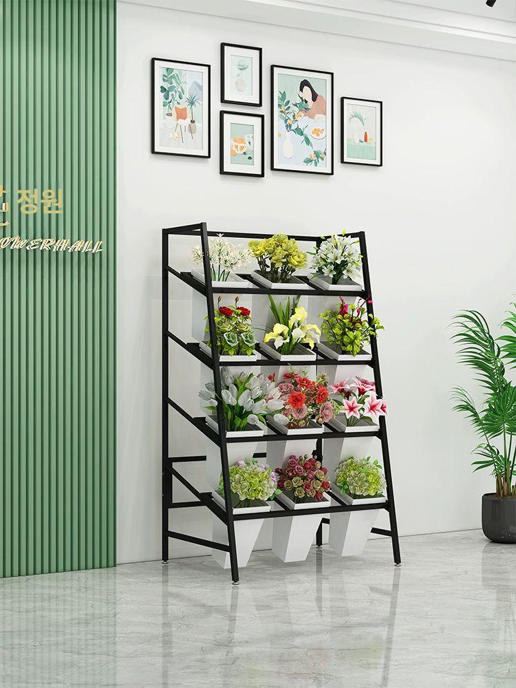꽃다발 거치대 진열대 정리대 디스플레이 선반 3단 75cm 118cm 버킷 9개 A 대형 - 상세 이미지 2