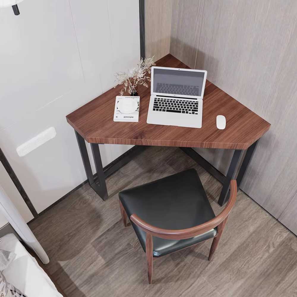코너 책상 삼각형 디자인 북카페 원룸 소형 가구 구석 삼각 60x60x75 월넛 3cm - 상품 이미지