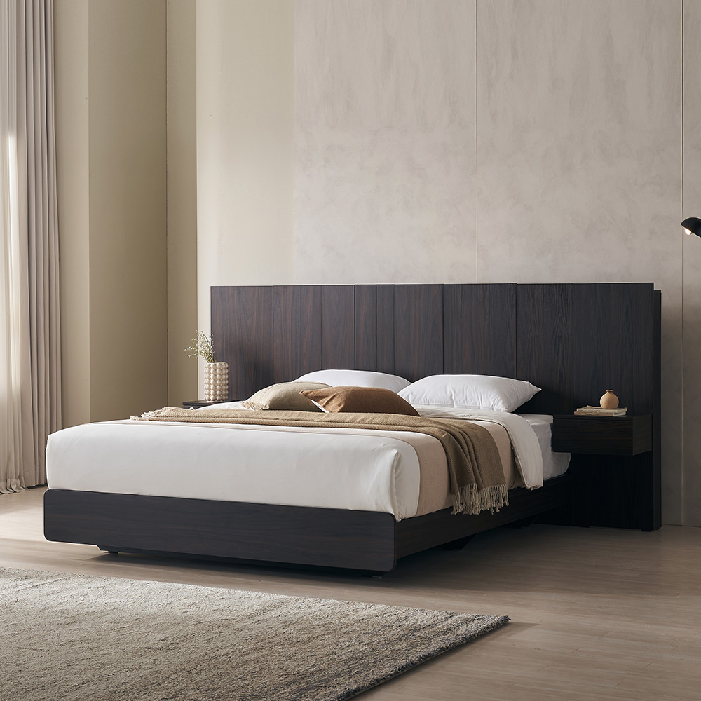 장인가구 까르뎅차콜 E0등급 LED 호텔 평상형 침대프레임 라지킹 LK