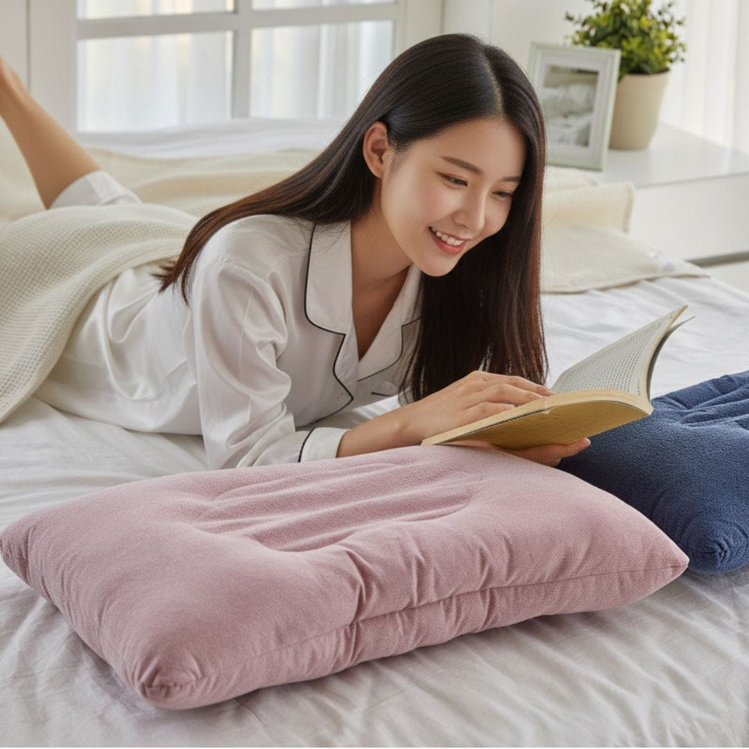 코튼샤워 귀눌림 뭉친목 귀편 세균 천연항균 전자파차단 원적외선 케어 통세탁 거북목 높이조절 베개 - 상품 이미지
