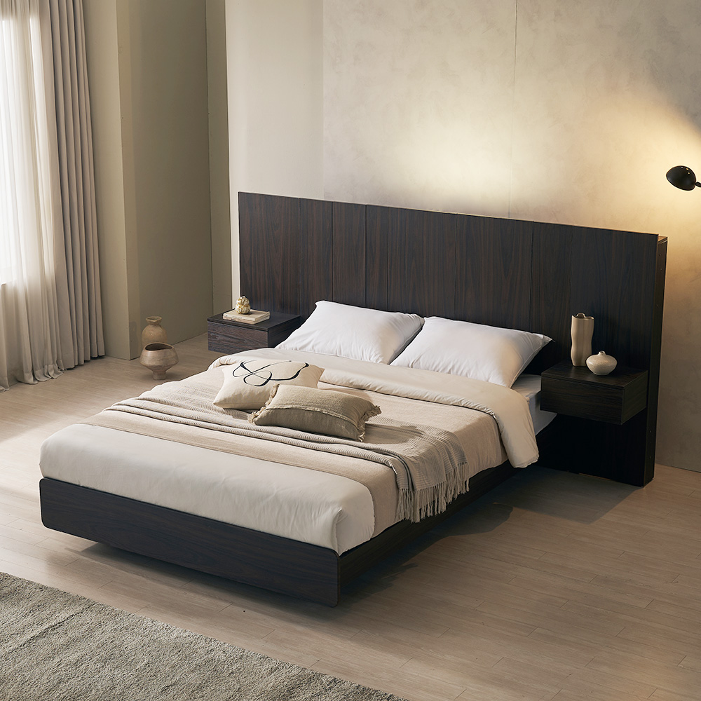 장인가구 까르뎅차콜 E0등급 LED 호텔 평상형 침대프레임 라지킹 LK