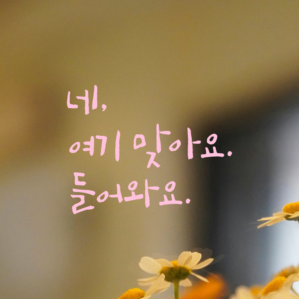 캘리그라피 레터링 스티커 네 여기 맞아요 들어와요 검정S 14.5x11cm - 상세 이미지 4