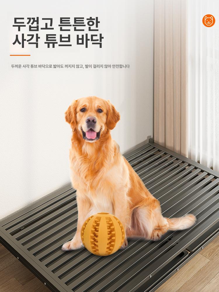 대형견 견사 이동식 대형 케이지 개집 개 실내 화이트 110x72x101 40kg이하 화장실 트레이 이동 바퀴 포함 - 상세 이미지 5