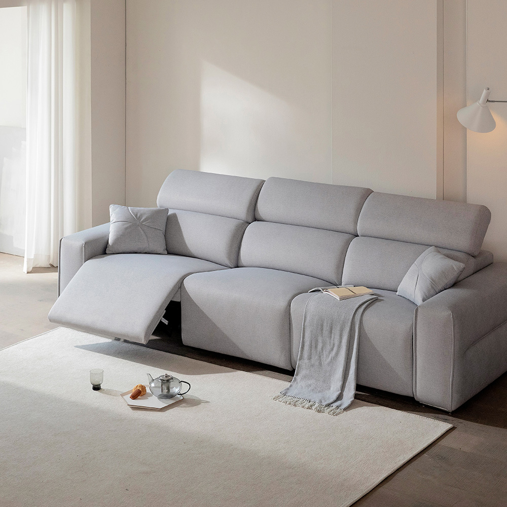 장인가구 조디 4인용 제로월 양방향 USB 모션 전동 리클라이너 패브릭 소파