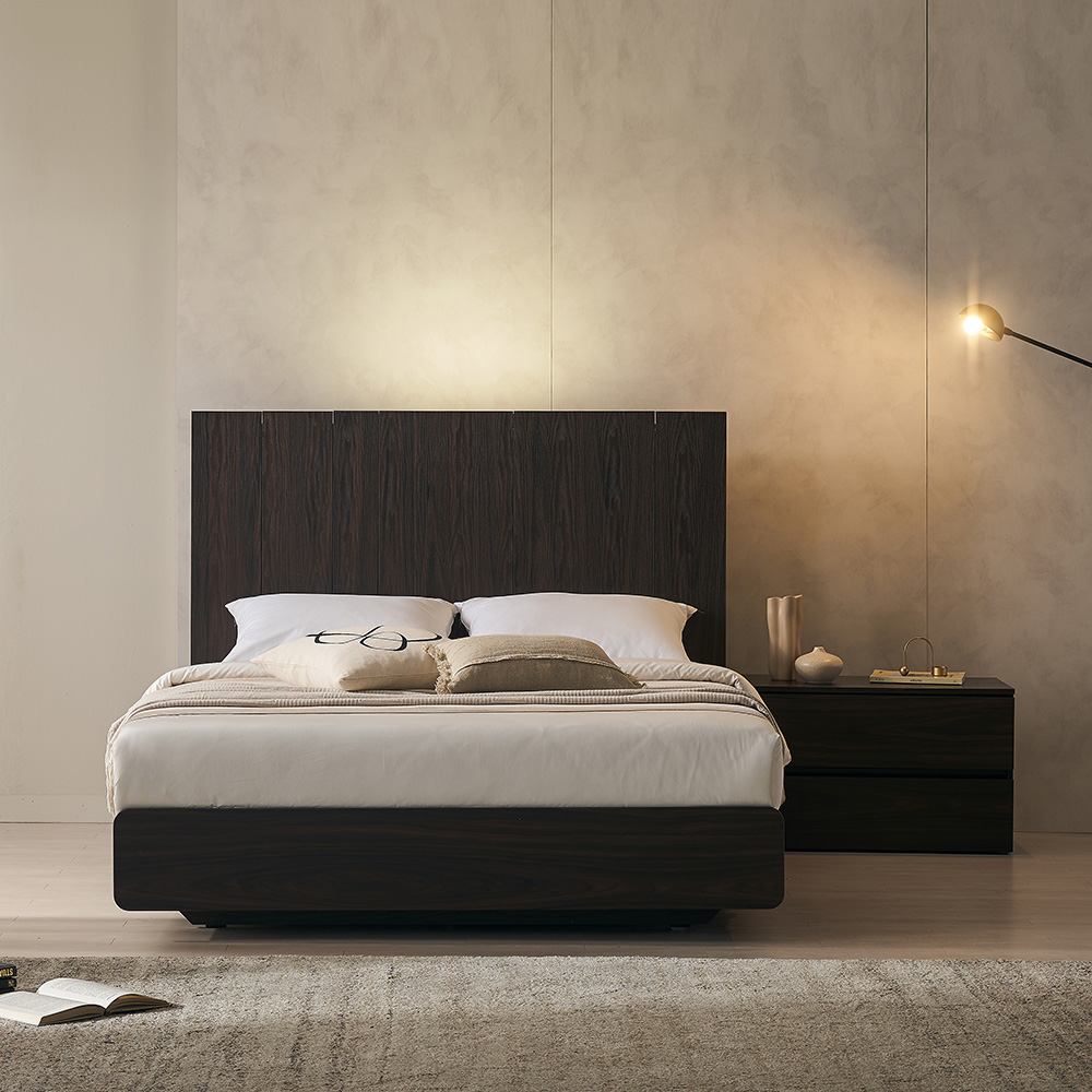 장인가구 까르뎅차콜 E0등급 LED 호텔 평상형 침대프레임 라지킹 LK