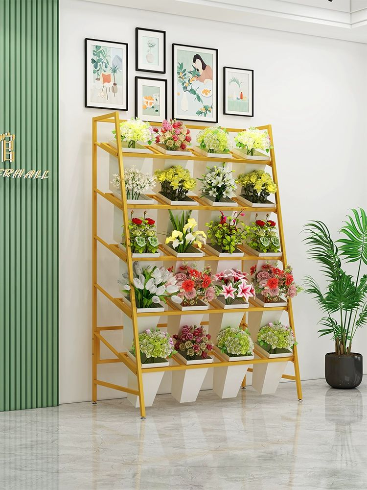 꽃다발 거치대 진열대 정리대 디스플레이 선반 3단 75cm 118cm 버킷 9개 A 대형 - 상세 이미지 3