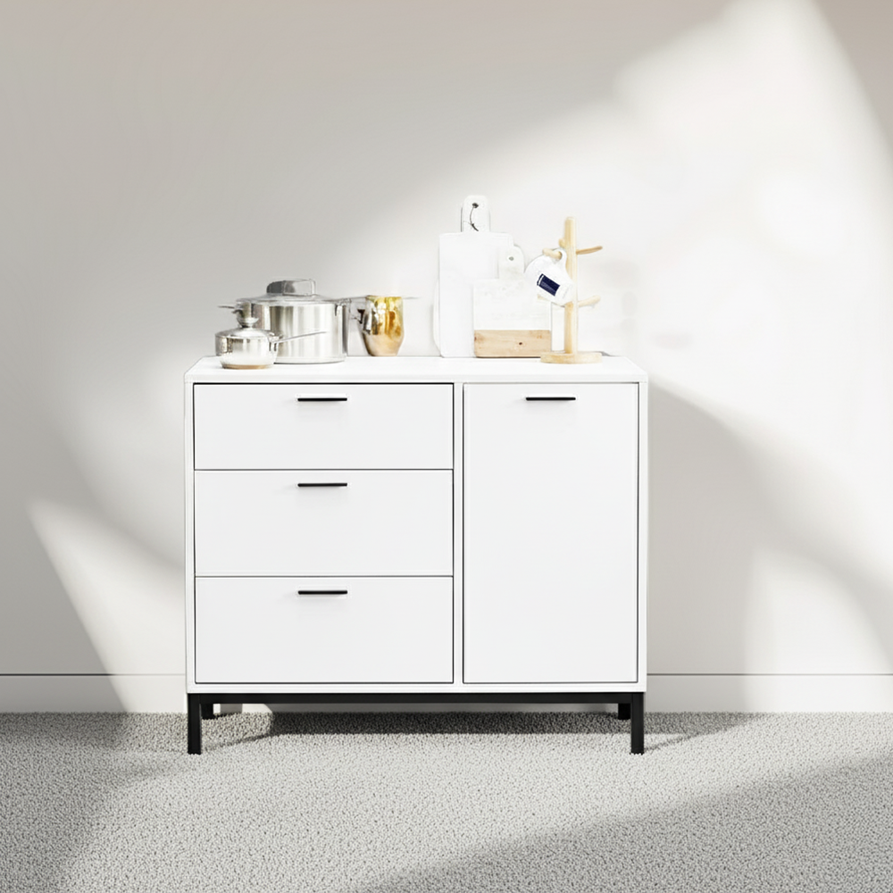 몬드 정수기 커피머신 받침대 선반 다이 탕비실 테이블 수납장 1000x550x835mm, 3단, 화이트