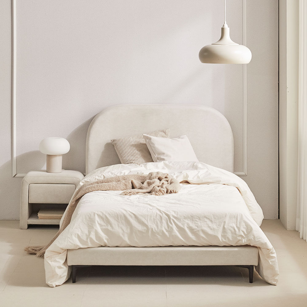 바스포르 몽글 아쿠아텍스 패브릭 저상형 호텔 낮은 침대프레임 Q 다리제외