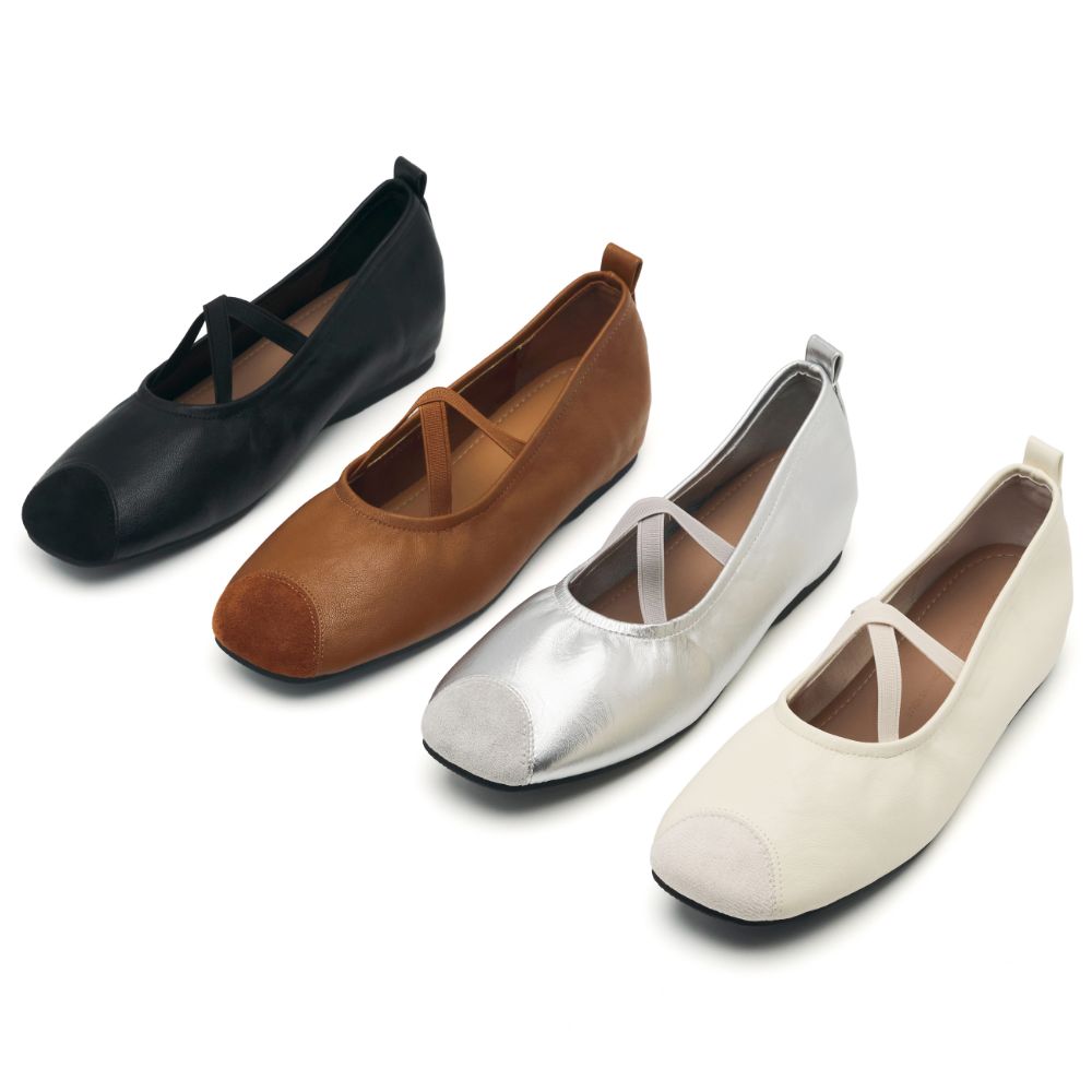 [스퍼] 엘리스 십자수 밴딩 스트랩 발레 플랫슈즈 3.5cm -VA9001 (4color) - 상세 이미지 2