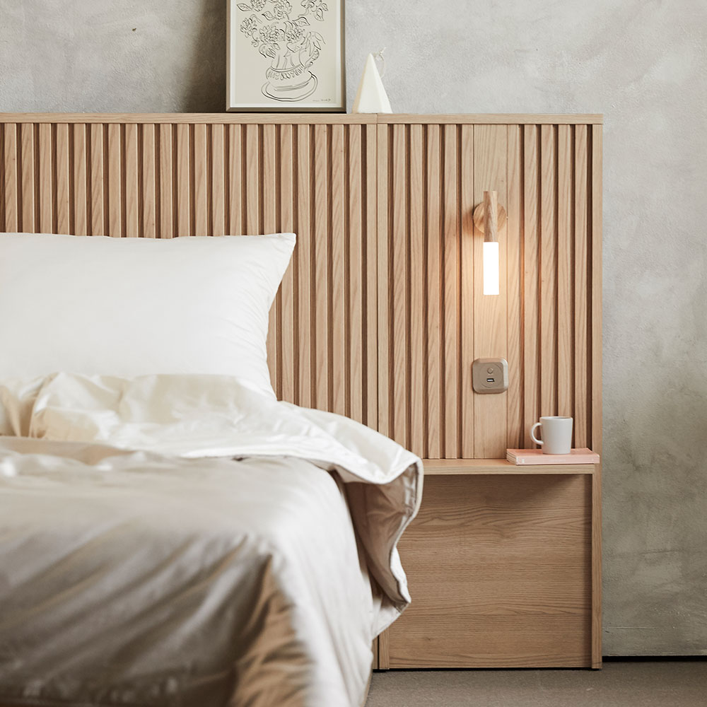 장인가구 로시 스탠다드 템바보드 LED 호텔식 서랍 침대 SS 협탁1 프레임 일반형