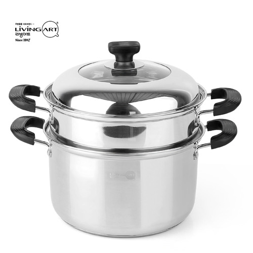 리빙아트 스테인레스 스틸 IH 2단 찜냄비 24cm 깊은 찜솥 - 상세 이미지 3