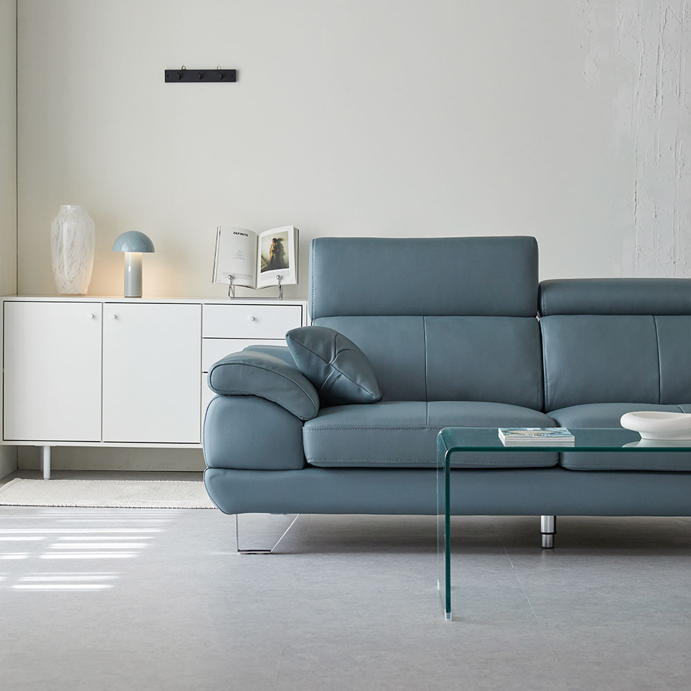 장인가구 베스테 헤드틸팅 천연면피 가죽 3인소파