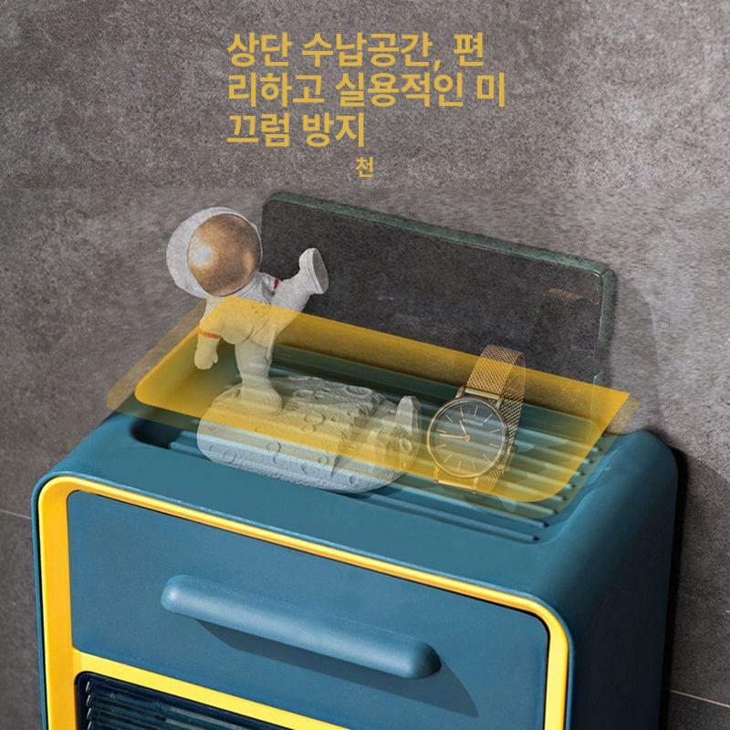 화장실 가정용 티슈물티슈 보관함 화장지 욕실 디스펜서 티슈커버 휴지케이스 티슈케이스 블루옐로우 이중층 타공 필요 없음 및 - 상세 이미지 4