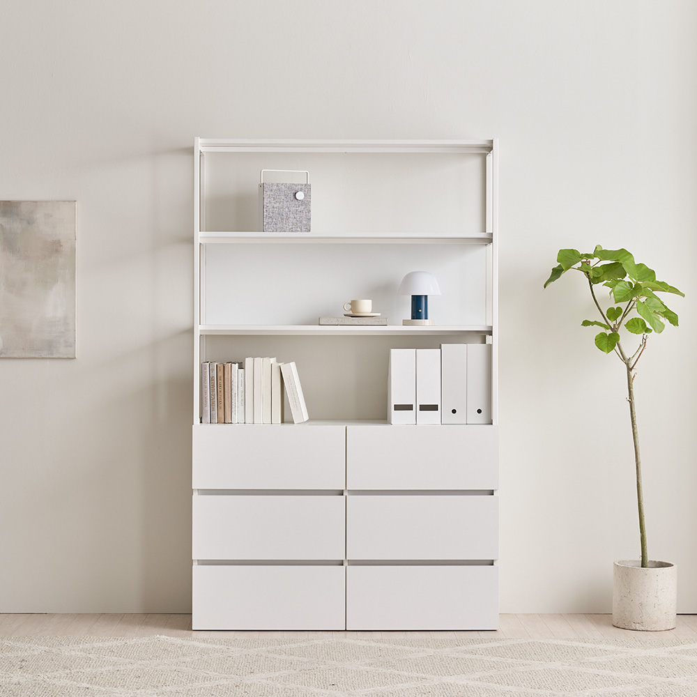 장인가구 마운트 6단 와이드 서랍장 1200 3단 선반 다용도 수납장 세트