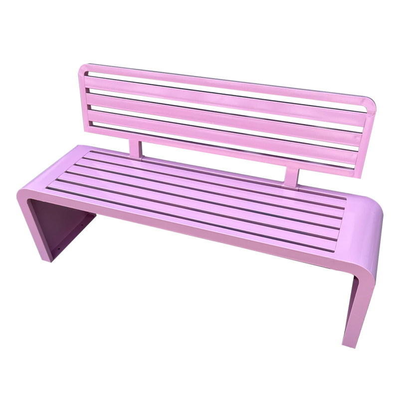 야외 벤치 등받이 철제 부식방지 의자 공원의자 100x40x80cm 핑크 - 상세 이미지 5