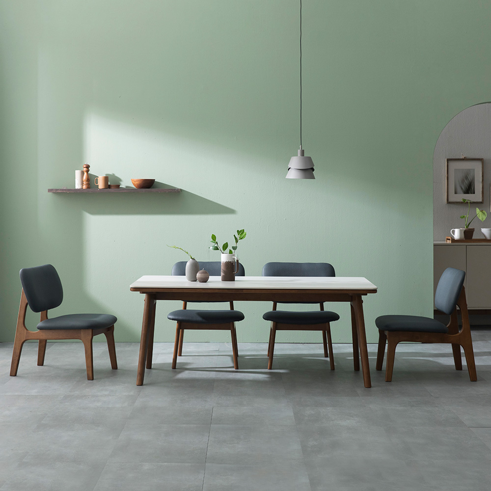 장인가구 칸토르 세라믹 원목 낮은 식탁 테이블 세트 4인 1600 패밀리 SE0등급