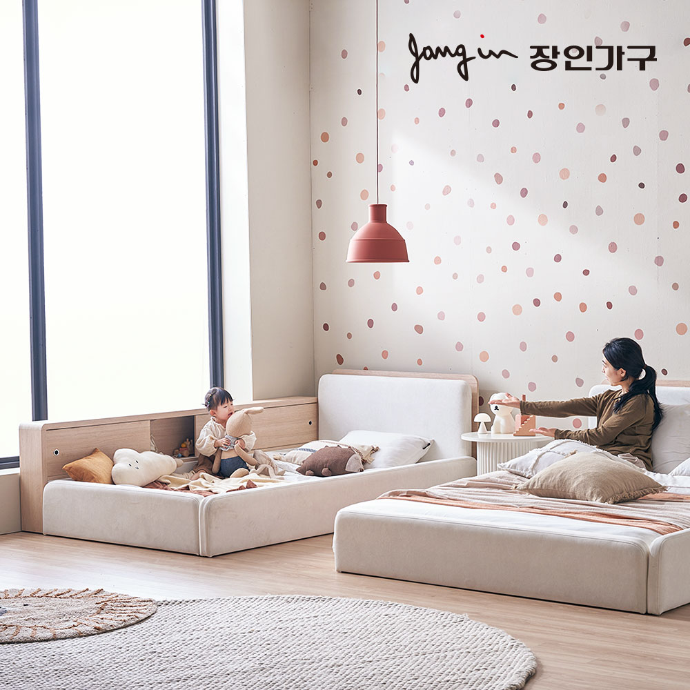 장인가구 하랑 E0 패브릭 LED헤드 저상형 데이베드 패밀리침대 SS +라텍스탑포켓 이미지 6