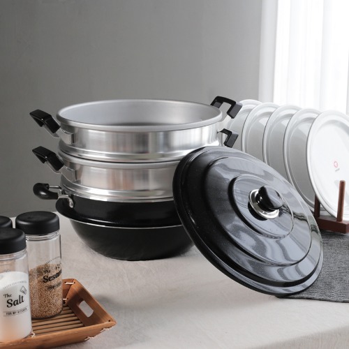 마블코팅 국산 다기능 3단 찜기 28cm 송편 만두 킹크랩 찜솥 - 메인 이미지