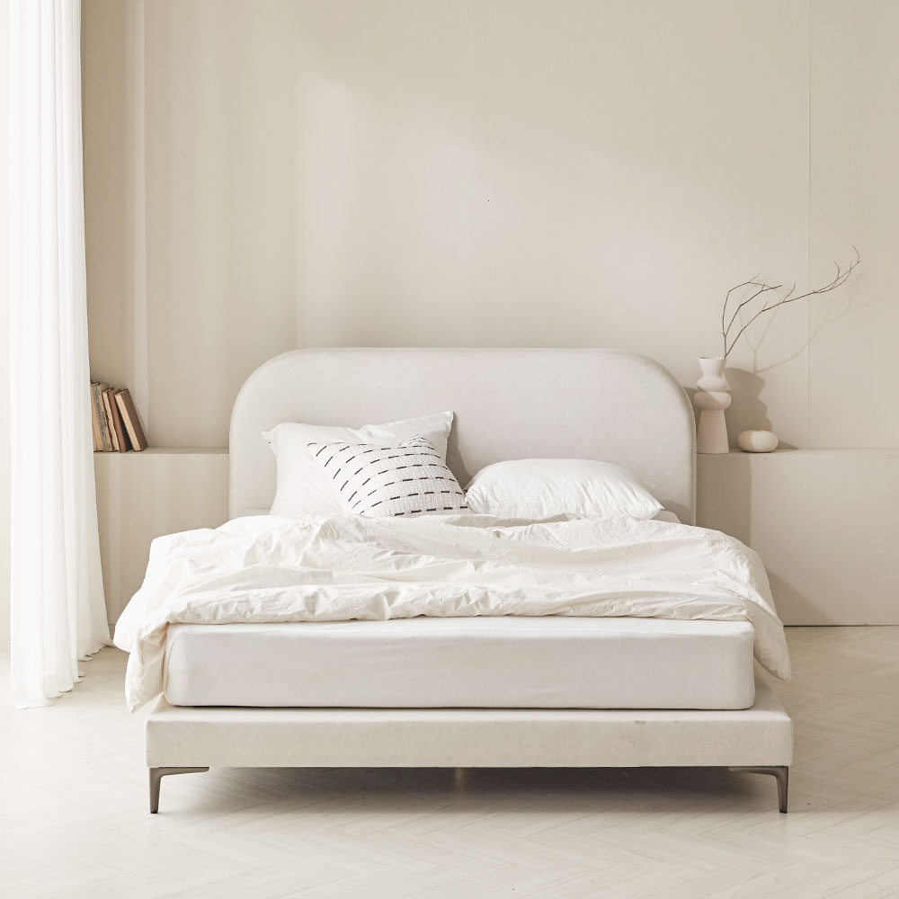 바스포르 몽글 저상형 아쿠아텍스 패브릭 킹사이즈 낮은 호텔 라지킹 침대프레임 K 다리제외