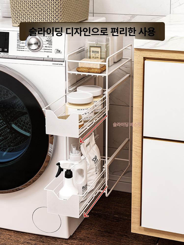 자석 수납대 냉장고 사이드부착 선반 옆 세탁기 철제 3단 - 상세 이미지 4
