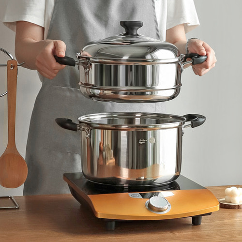 리빙아트 스테인레스 스틸 IH 2단 찜냄비 24cm 깊은 찜솥 - 상세 이미지 2
